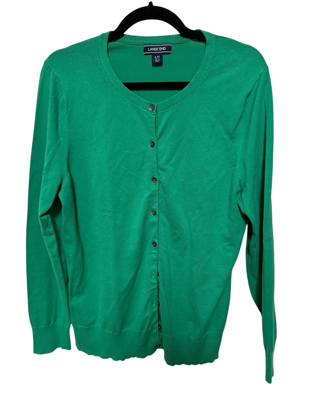 Lands' End Women's Bright Green Button-Front Cardigan